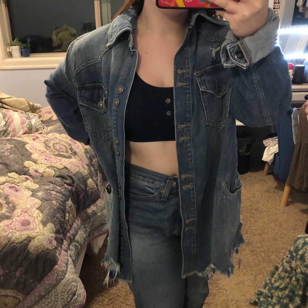 NWOT Free People Moonchild Denim Shirt Jacket - Picture 6 of 6